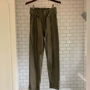 NWOT Olive Green Paperbag Pants
